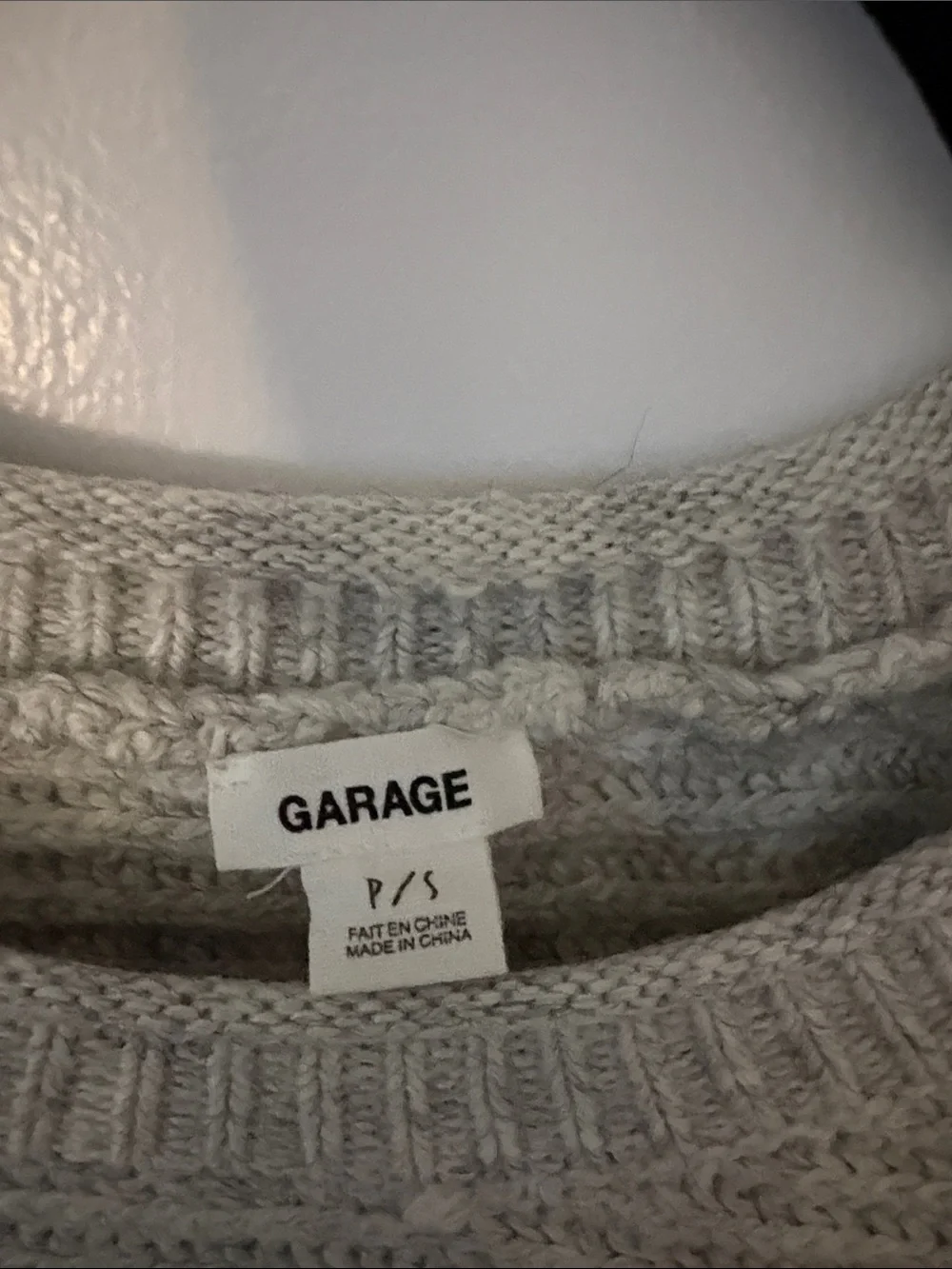 Garage Light Gray Crew Neck Knit Sweater